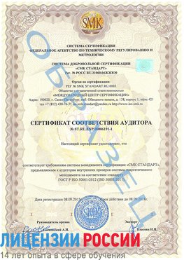 Образец сертификата соответствия аудитора №ST.RU.EXP.00006191-1 Новый Рогачик Сертификат ISO 50001